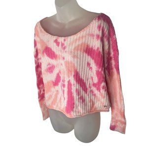 Victoria’s Secret PINK Cropped Knit Sweater Womens Size Small Light Dark Tie Dye